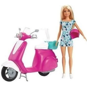 Resim Barbie Bebek - Scooter Playset Gbk85 Aksesuar Pembe 