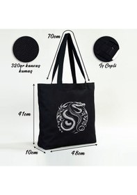 Resim Tattoo Plaj Çantası Kanvas 48x41x10 Cm Siyah Beyaz 