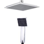 Resim Kare Tepe Duş Başlığı Ve El Duşu Krom Duş Başlığı Siyah Renk Bany 