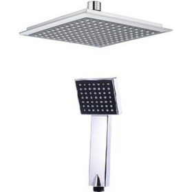 Resim Kare Tepe Duş Başlığı Ve El Duşu Krom Duş Başlığı Siyah Renk Bany 