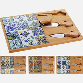 Resim Koopmann Peynir Tahtası Seti Bambu ve Dolomit 4 Parça 