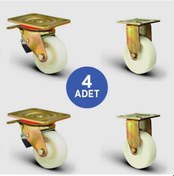 Resim 2 Adet ED01HKZ80F Döner Tablalı Frenli + 2 Adet ED02HKZ80 Sabit 