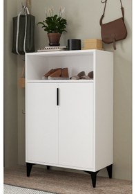 Resim 1201 Ada Ayakkabılık 4 Raflı 2 Kapaklı Çok Amaçlı Dolap Beyaz Beyaz 