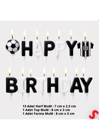 Resim Siyah Beyaz Happy Birthday 15 Parça Doğum Günü Mum Seti 0 - 99 