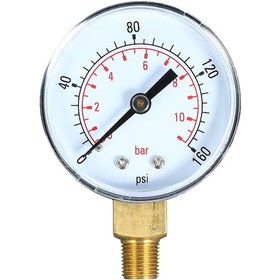 Resim Youmex 0 160psi/0 11bar Çift Ölçekli 50mm Mini Basınç Göstergesi, 1/8" Npt Alt Montajlı Metal Kasa, Gaz/sıvı Basıncı Ölçümü 