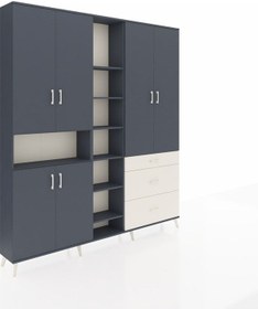 Resim Arges Dolap 13 Raflı 3 Çekmeceli 6 Kapaklı 220x30x243 Antrasit-antrasit/aytaşı Antrasıt/aytası 