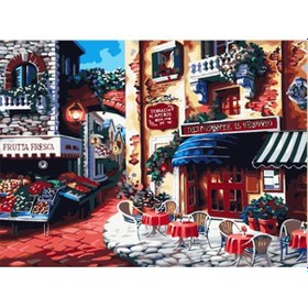 Resim Folinda 40x50cm Dıy Rakamlı Yağlı Boya Tablo - Kasaba Sabahı Deseni - Çerçevesiz Ev Dekorasyonu E005 