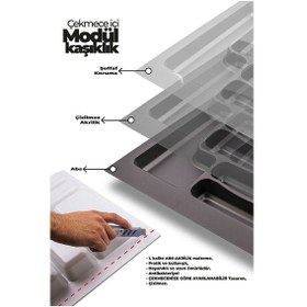 Resim 62 X 49 Cm Çekmece Içi Kaşıklık Gri 55x40 Cm'e Kadar Kesilebilir Gri 