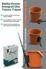 Resim Bicampi Outdoor Balıkçı Kovası Entegreli Olta, Kamış Tutucu Tripod 