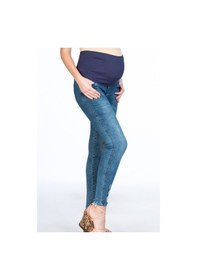 Resim Busa Hamile Kot Pantolon Skinny Paça Yırtık Model Mavi-mavi 