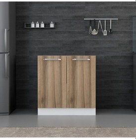 Resim Minar Mutfak Alt Modül 2k 80cm Evye Dolap Beyaz/dore - D1 