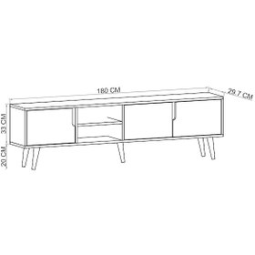 Resim Latina Ahşap Ayaklı Tv Ünitesi Tv Sehpası 180 Cm Safir Meşe - Beyaz Safir - Beyaz 