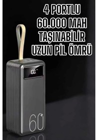 Resim Powerbank 60.000 Mah Hızlı Şarj 4 Çıkışlı Uzun Şarj Süreli Dijital Göstergeli Çok Renkli 