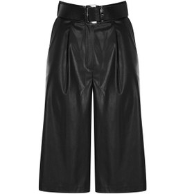 Resim Kadın Suni Deri Bermuda Şort Frn61080 Siyah 