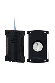 Resim S.T. Dupont St.Dupont Defi Çakmak Tek Alev Ve Kesici Seti Siyah 