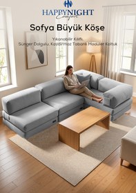 Resim HAPPYNIGHT Sofya Büyük Köşe | Aktivite Koltuğu | Oyun Koltuğu | Sünger Koltuk | Sinema Koltuğu. 270x180 CM 