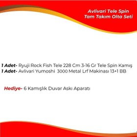 Resim Ryuji Rock Fish 228 Cm 3-16 Gr Tele Spin - Avlivari Yumoshi 3000 Metal 13+1 Bb Tam Takım Lrf Olta Seti-10273 