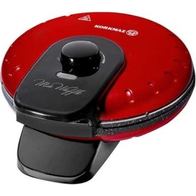 Resim Korkmaz Mia Kırmızı Waffle Makinesi 850 Watt Yuvarlak Yüzey Şekilleri ile Ergonomik Tasarım 