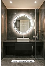 Resim 70 Cm Led Li Beyaz Banyo Aynası Yuvarlak Duvar Aynası Modern Dekoratif Ayna Diğer 