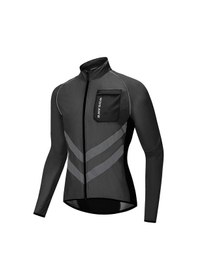 Resim Ranyeek Wosawe Poliester Bisiklet Ceketi - Su Geçirmez, Hafif Ve Reflektif, Gece Güvenliği Siyah 