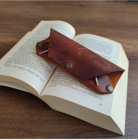 Resim Sumerian Leather Craft Deri Gözlük Kılıfı Taba 