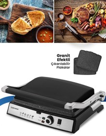 Resim Tostmix Antrasit Paslanmaz Çelik 2000 Watt Granit Çıkarılabilir Plakalı Tost ve Izgara Makinesi 