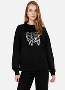 Resim Comfort Fit Yuvarlak Yaka Kadın Siyah Sweatshirt Colin's