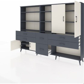 Resim Arges Dolap 10 Raflı 6 Çekmeceli 4 Kapaklı 220x30x163 Antrasit-ay Antrasit-aytaşı/antrasit 