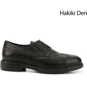 Resim Erkek Siyah Bağcıklı Hakiki Deri Klasik Oxford Ayakkabı 