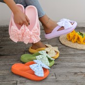 Resim Kadınlar için Yazlık Yaylı Terlikler - Yumuşak EVA ve Kumaş Kayma Üzeri Sandaletler, Havuz Kenarı Rahat Plaj Terlikleri, Açık Renkli Pastel Tonlarda (Pembe/Beyaz/Sarı/Mavi-Yeşil/Turuncu) | Oyunbaz Tasarım | EVA Konforlu, Yazlık Ayakkabı 