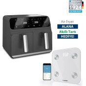 Resim Blaupunkt D7800 Çift Hazneli Dokunmatik 4+4 Litre Yağsız Air Fryer Fritöz + Blaupunkt Akıllı Tartı Hediyeli 