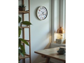 Resim Akıllı Durak 36 cm Krem Çocuk Odası Duvar Saati 
