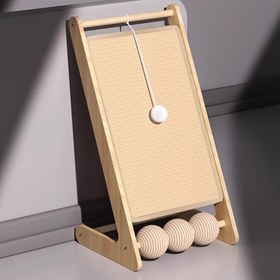 Resim Sağlam Dikey Kedi Tırmalama Direği - Bej Tırmalama Yüzeyi, Kaymaz Taban - Yerden Tasarruf Sağlayan İç Mekan Tasarımı Kanepe, Sandalye, Kapı Mobilya Koruyucu - İdeal Hediye 