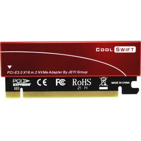 Resim Coldswift M.2 NVMe (M-Key) to PCIe 3.0 X16 Alüminyum Soğutuculu Dönüştürücü Çevirici Adaptör (Kırmızı) 