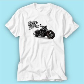 Resim Halley Davidson Beyaz Baskılı Tshirt Modeli 
