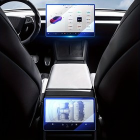 Resim For Tesla Yeni MODEL Y LAUNCH(JUNIPER) 2025 ve Yeni MODEL 3 HIGHLAND 2024 Gösterge Paneli Navigasyon Ana Ekran ve Arka Ekran Cam Filmi Seti 1 adet Ön Ekran Ana Ekran + 1 adet Arka Ekran için Uygun 
