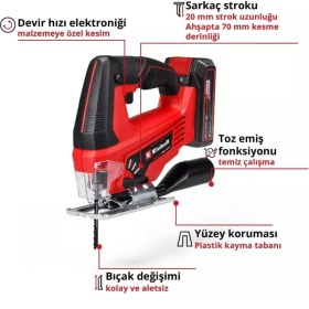 Resim AyrStore Einhell Tc Js 18/70 Akülü Dekupaj Testere 2,5 Ah Tek Akülü 