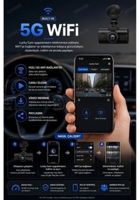 Resim 4k Araç Kamerası 3 Kameralı Ön-arka - İç Wifi Gps Park Modu Gece Görüşlü Araç İçi Kamera F6 Dash Cam 