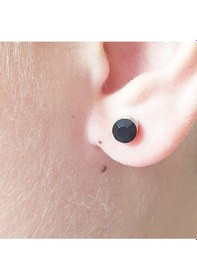 Resim Siyah Zirkon Taşlı 6 Mm Mıknatıslı Deliksiz Küpe 1 Çift Manyetik Fake Küpe 