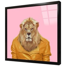 Resim Aslan Adam Manipülasyon Çerçeveli Cam Tablo-173398 