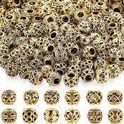 Resim 12 adet 10mm Tibet Tonu Alaşım Aralık Boncukları - DIY Takı Yapımı & El İşleri için İdeal 