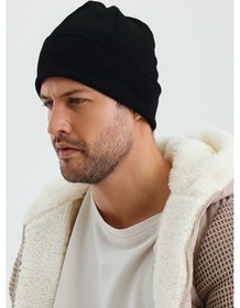 Resim Erkek Termal %100 Pamuklu Soft Bere Hünkar Style Serisi 2 Farklı Görünüm Bir Arada - Standart / Siyah Siyah 