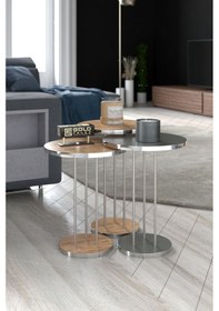 Resim Orta Sehpa Ve Zigon Sehpa Terra Set Gümüş Antrasit Ceviz Diğer 