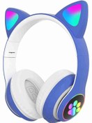 Resim Fuchsia C30 RGB Ledli Kablosuz Bluetoothlu Kedi Tasarım Kulaklık 