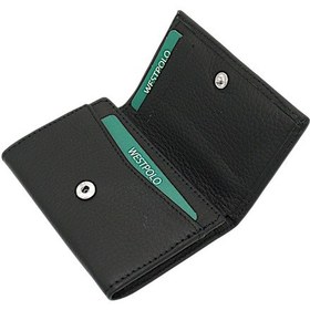 Resim Westpolo Unisex Hakiki Deri Bozuk Para Ve Kağıt Para Bölmeli Cüzdan Kartlık - Siyah Siyah 