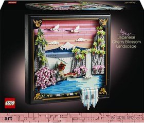 Resim LEGO Art Japon Kiraz Çiçeği Manzarası 31218 - Yetişkinler için Ayarlanabilir 3 Boyutlu Şelale ile Fuji Dağı, Çay Evi, Japon Turnaları ve Kiraz Çiçeği İçeren Model Yapım Seti, Hediye Fikri (1892 Parça) 