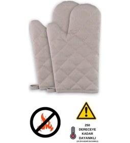 Resim Yanmaz Ve Isıya Dayanıklı Fırın Eldiveni 2 Eldiven Açık Gri 