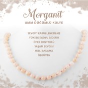 Resim Deniz Doğal Taş Sertifikalı Morganit 8 Mm Düğümlü Doğal Taş Kolye 