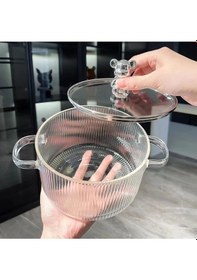 Resim 1,5 Litre Borosilikat Isıya Dayanıklı Pinterest Stil Cam Tencere Minimalist Tencere Mutfak Pişirme Şeffaf 
