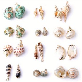 Resim 1 Adet Doğal Deniz Kabuğu Charm Kolye Ucu - Benzersiz Rastgele Deniz Kabuğu Tasarımı, DIY Takı Yapım Malzemesi, El Yapımı Plaj Temalı Aksesuarlar için Kolye Bileklik Küpe 